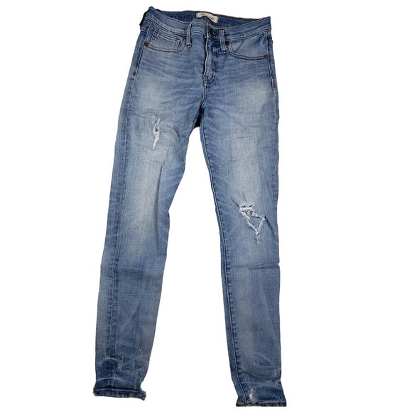 Madewell 9" High-Rise Skinny Jeans: Destructed-Hem Edition Size 26 Distressed - Picture 3 of 16